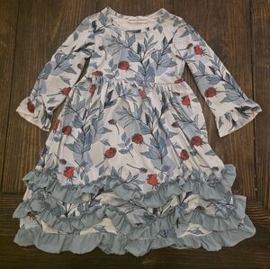 Floral Blue and Red Girls Dress